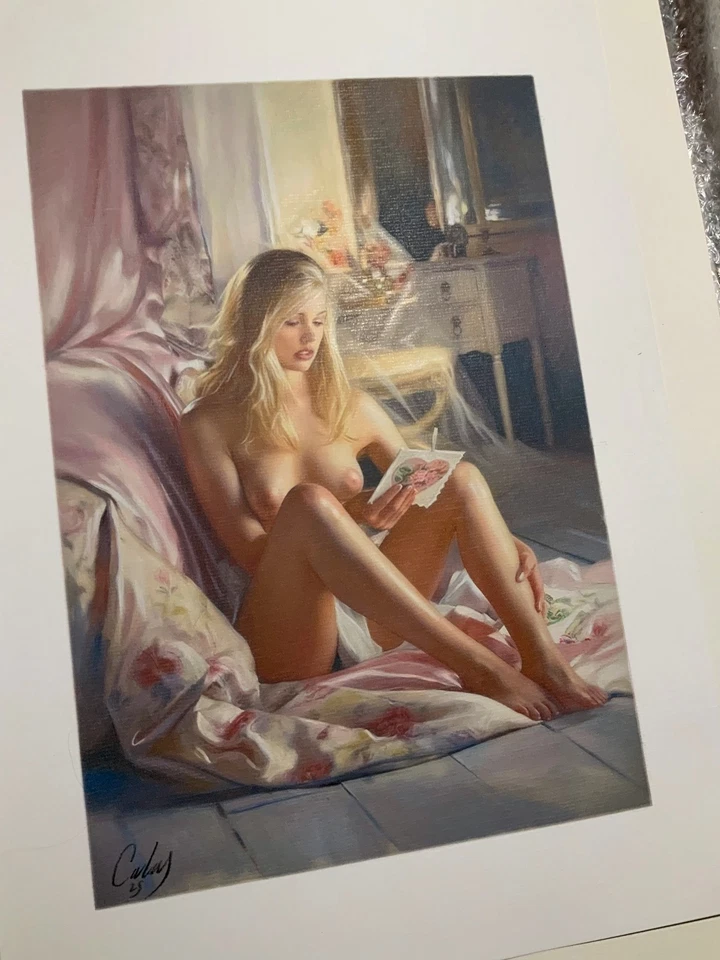 Calas, J-M_Pastel Original Femme Érotique art Nude A3 sur Papier Ingres - Photo 2/4