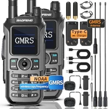 2x Baofeng GM21 GMRS Two-way Long Range Radio Walkie Talkie NOAA FULL EXTRA KIT
