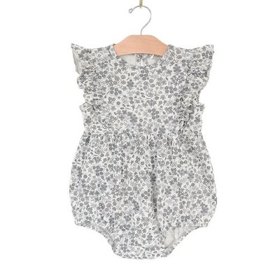 City Mouse Studio Calico Floral Jersey Flutter Sleeve Baby Girl Romper
