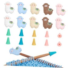 10 Pcs Alpaca Shape Knitting Needle Stoppers, 30 Pcs Knitting Needle Point