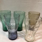 Lot of 5 Coca Cola Glass Tumblers 6” Embossed Logo Vintage Style asst colors
