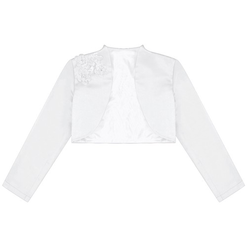 Kids Girls Satin Long Sleeve Bolero Shrug Jacket Cardigan Coat Wedding Party - Picture 18 of 69
