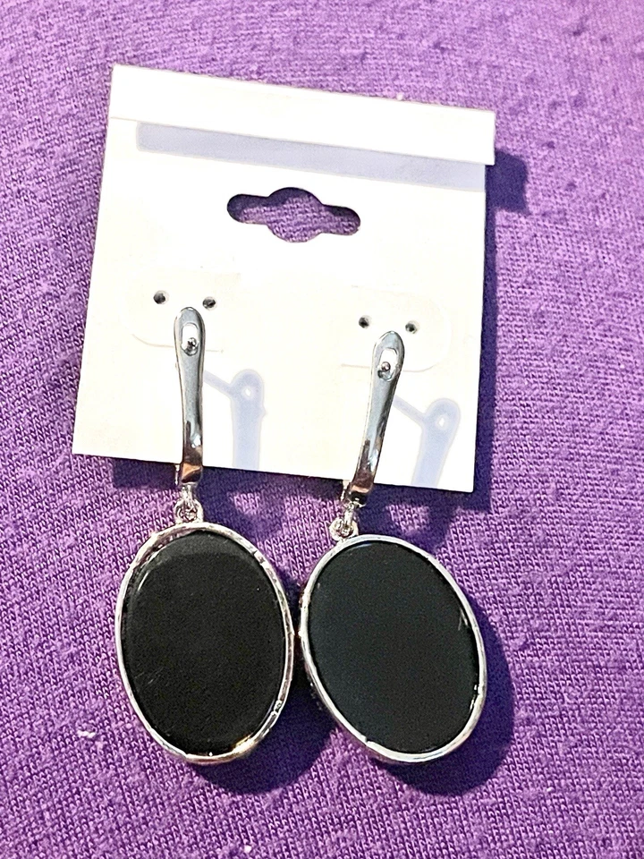 Sterling silver epoxy resin marcasite dangle earrings  - Image 2 of 3