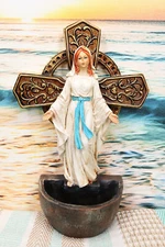 Ebros Lady of Grace Mary Wall Mounted Or Desktop Dresser Plaque Holy Water Font