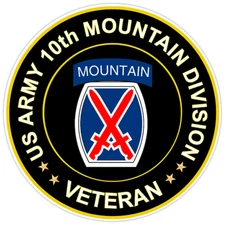 US Army 10th Mountain Division Veteran Bumper Sticker Military Vinyl Decal 5"