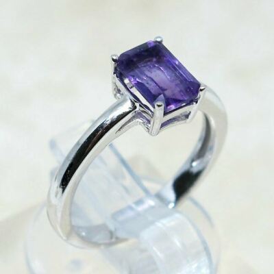 Natural Amethyst In 925 Sterling Solid Silver Beautiful Vintage Ring - Foto 5