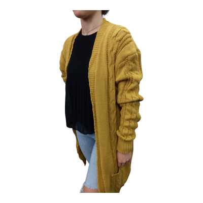 Cardigan donna lungo lana maglione aperto invernale giacca nuovo