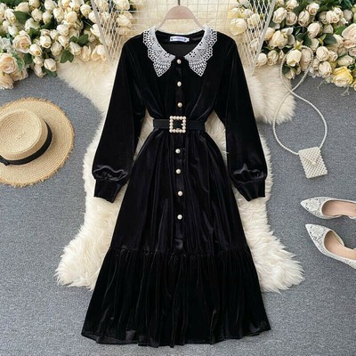 black dress long lace sleeves Backless Black Lace Long Sleeve Turtleneck Dress Seduction S / Black