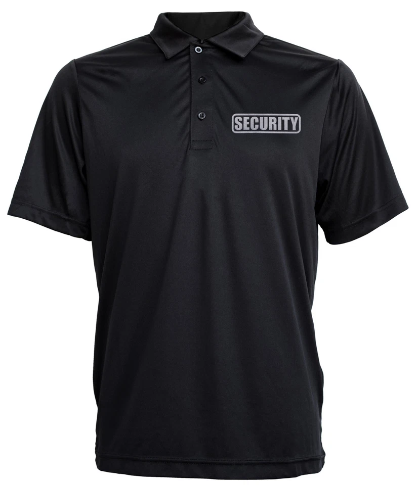 SECURITY Black Polo REFLECTIVE design, Performance Polo w/ moisture wicking - Image 2 of 4