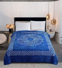 Large Geometric Faux Fur Flannel Fleece Blanket Mink Throw for Bed, Sofa, Chair