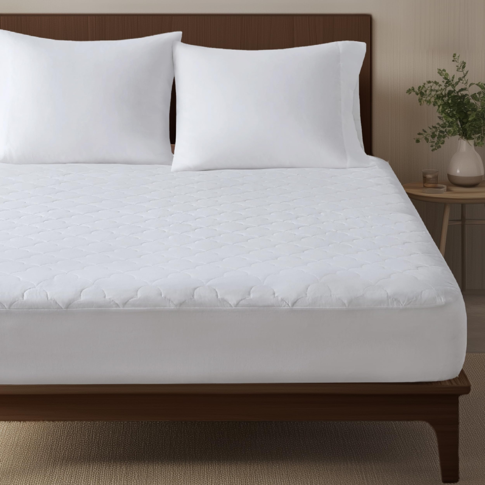 Twin Cotton Mattress Protector Quilted Cloud Bed Cover for Comfort & Protection