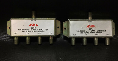LOT of 2 Aska 4 way Splitter SSP4 900 - 2050MHz All Ports Power Passive