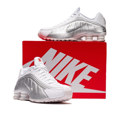 Size 11.5 - Nike Shox R4 2024 White Metallic Silver for sale