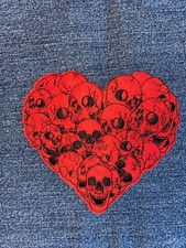 SKULLS HEART Embroidered PATCH Iron On NEW Gothic Valentine