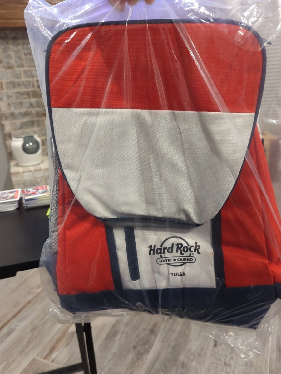 Hard Rock Hotel Casino Backpack Cooler Insulated 18 Can Red White