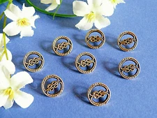 552B/ Splendid 'Infinity' Gold Carved Buttons Lot Of 8 Buttons Ep. 1970