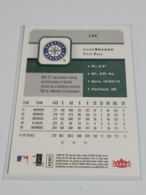RICHIE SEXSON 2006 Fleer #186. MARINERS | eBay