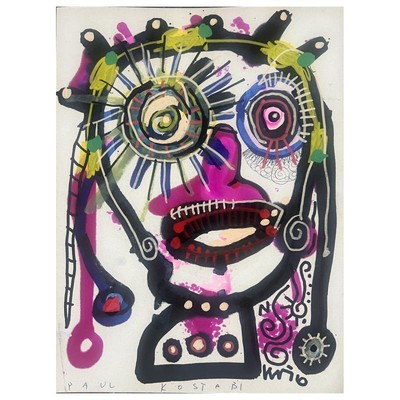 Paul Kostabi ''The Author and the Result'' signed original art