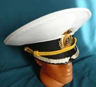 Original Russian Navy High Rank Officer Parade Visor Cap Hat Metal Badge 61cm L