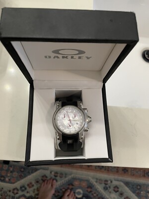 Oakley Holeshot Watch 6-Hand Black Stainless Steel White 10-248+Case GMT Judge