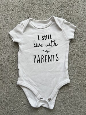 3-6 Months Baby Vest Sort Sleeve - I Still Live With My Parents   