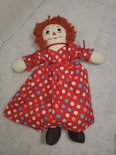 90s Raggedy Ann Rag Doll Handmade Red Pink White Blue Updated Polka Dot Dress 