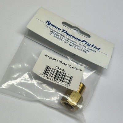 Speco 543-31 Brass Reducer Bushing – 1/8" BSPT Male To 1/8" NPT Female, Fitting Adapter