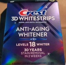CREST 3D WHITESTRIPS - LEVELS 18 WHITER - ANTI-AGING - NEW & SEALED, LAST 2!