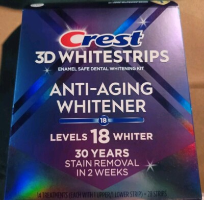 CREST 3D WHITESTRIPS - LEVELS 18 WHITER - ANTI-AGING - NEW & SEALED, LAST 1!