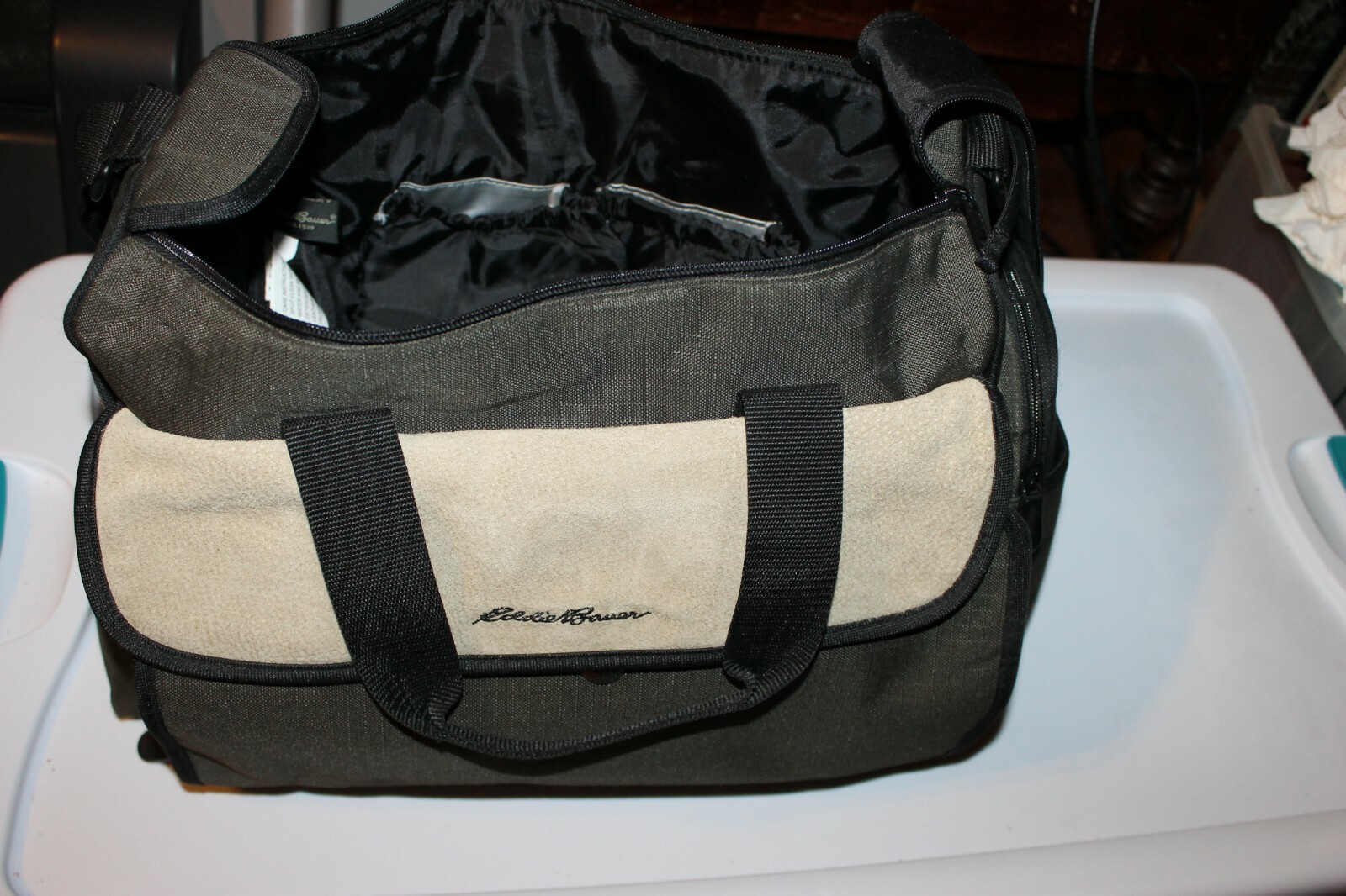 eddie bauer gray diaper bag