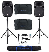 Rockville RPG152K Dual 15" Speakers w/Bluetooth Mic Stands Cables Carry Bags