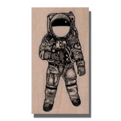 Astronaut RUBBER STAMP, Space Man, Travel, Earth, Planet, Moon, Stars, Sky, NASA