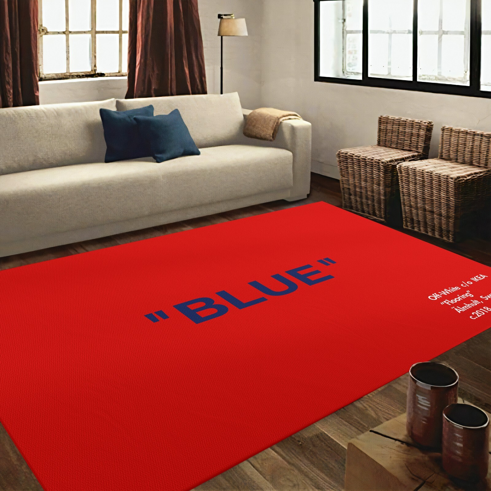 Red rug, blue rug, sneaker rug, sneaker room rug, shoe rug, hypebeast rug
