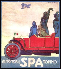 ADVERTISEMENT 1912 CAR SPA TURIN MARCELLO DUDOVICH KINGDOM AIRPLANE CEIRANO