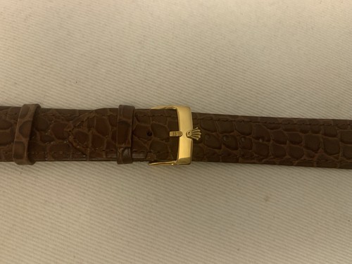 Bracelet Cuir Crocodile Noir Paul Picot - Largeur 13mm, Boucle Or Plaqué, Occasion, Fabriqué En France