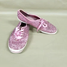 Kate Spade Keds Pink Glitter Low Lace Up Sneakers Shoes Women's Sz 11