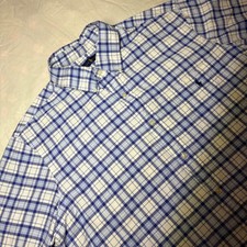 Polo Ralph Lauren Mens XL Blue White Plaid Short Sleeve Button Down Shirt Cotton