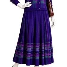 PENDLETON Vintage USA 100% Virgin Wool Pleated Tartan Plaid Midi Skirt | Sz 16