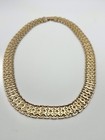 Vintage MONET Gold Tone Woven Fancy Flat Link Chain Collar Necklace 17” — photo 3