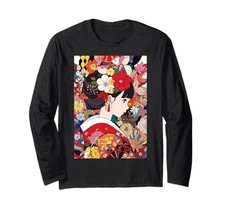Kimono Girl Floral Japanese Art Long Sleeve T-Shirtfrom JP