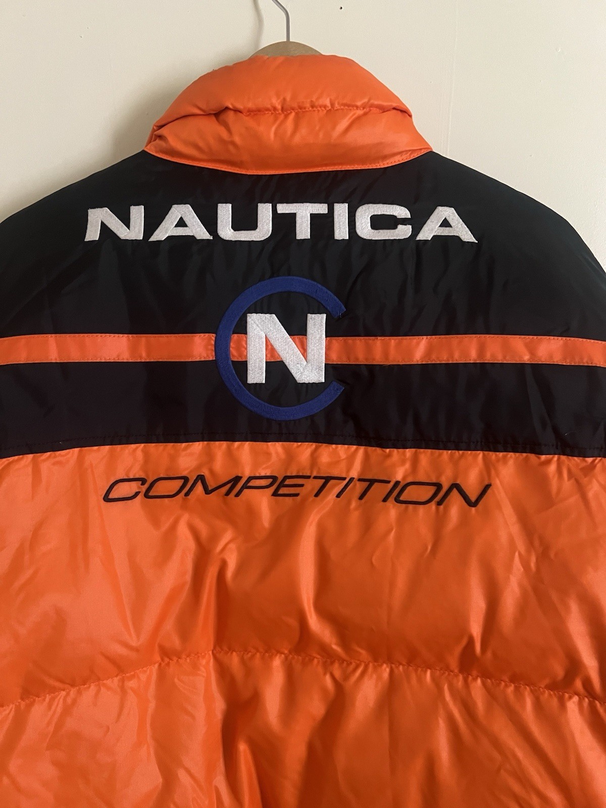 Nautica Competition Urban Outfitters Orange Black Down Puffer Jacket Size M