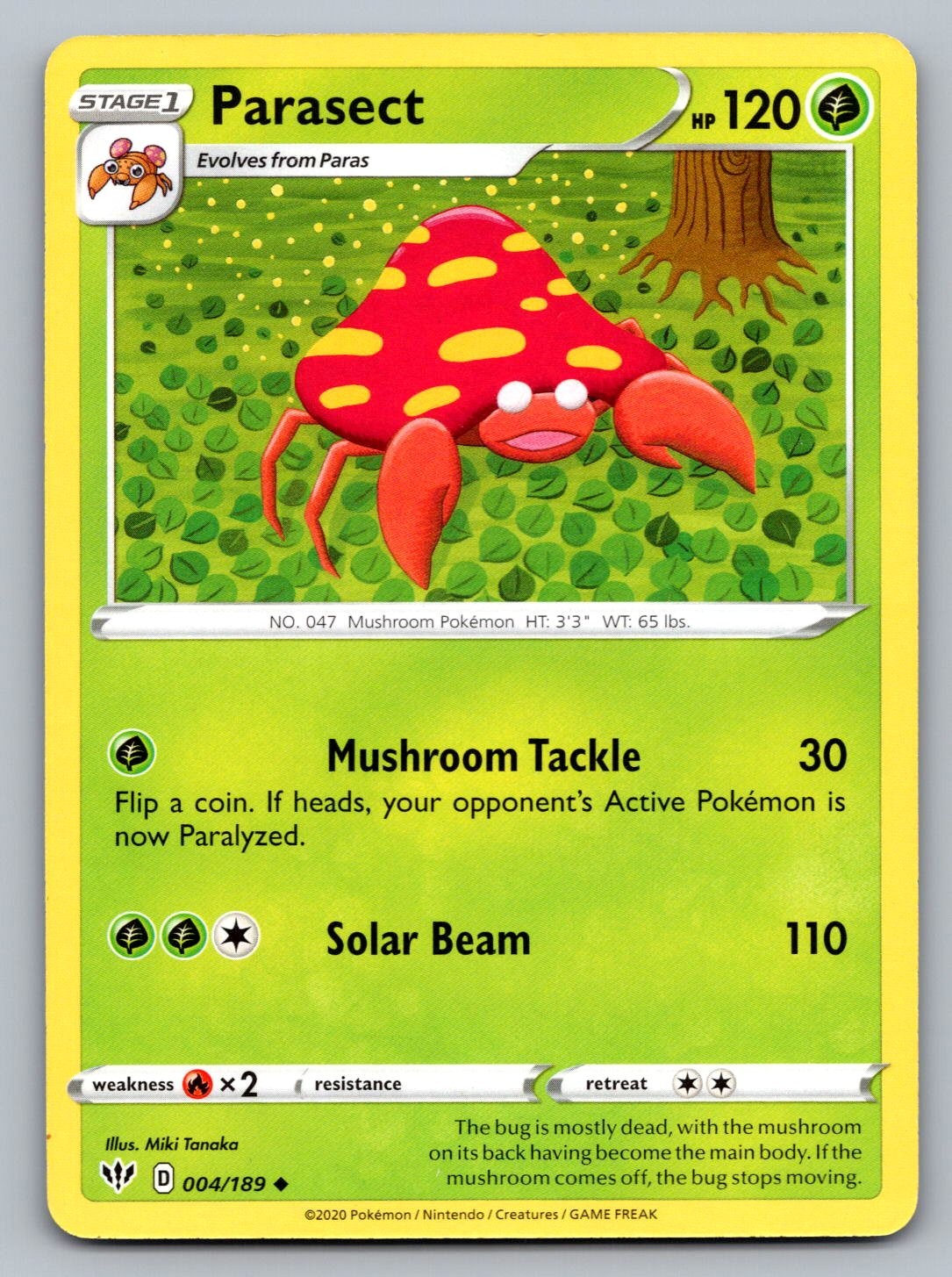 Pokemon TCG SWSH03: Darkness Ablaze Parasect 004/189