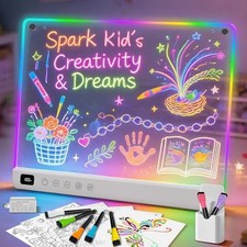Led with 13 Light Effects, 16" Rechargeable Glow Doodle LED Note Drawing Board