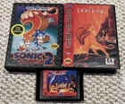 Lot of 3 Sega Genesis Games Sonic 2 CIB, The Lion King Case, Aladdin Cartridge!