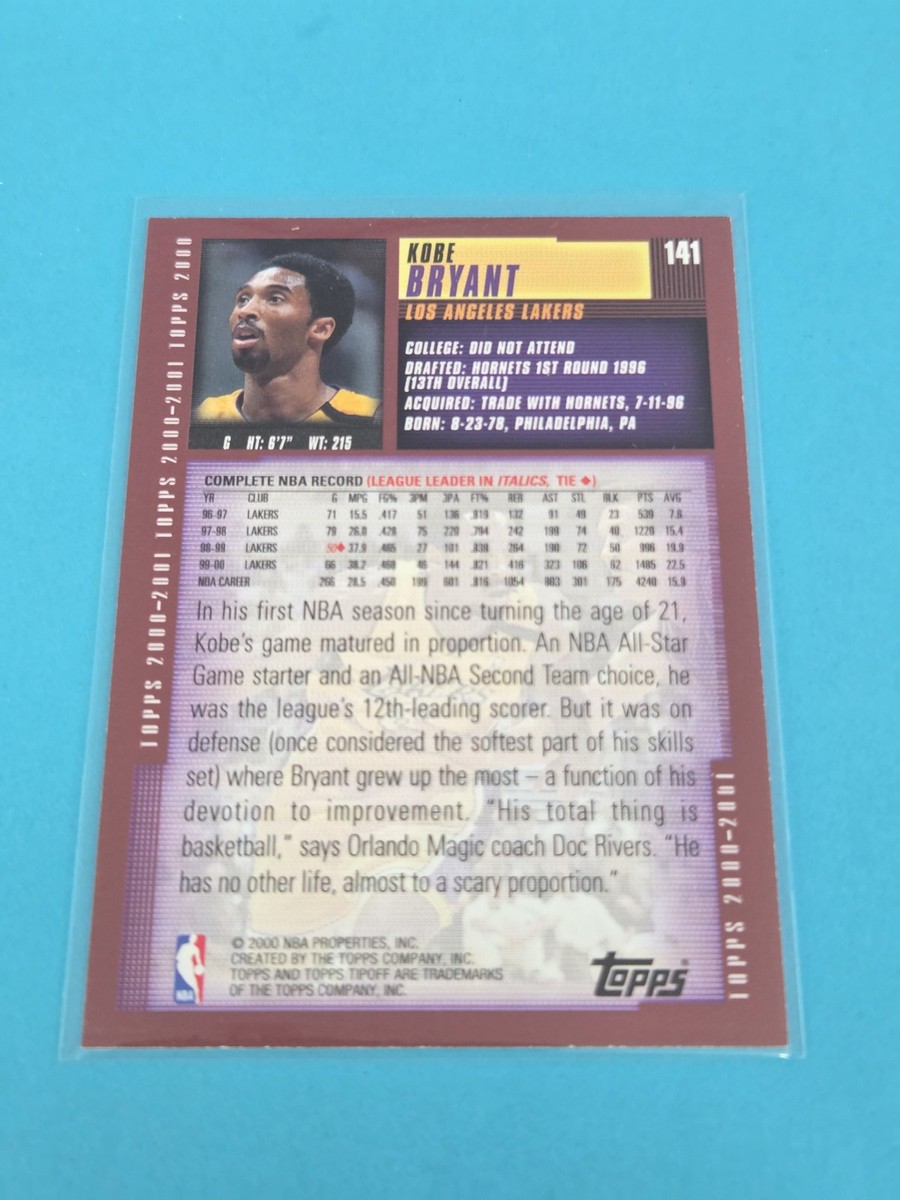 2000-01 Topps Tipoff #141 Kobe Bryant Los Angeles Lakers