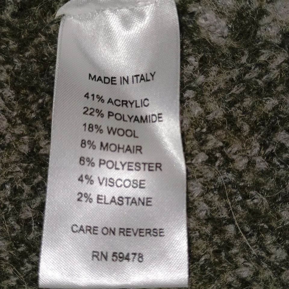 Mia Mai Italia Mohair Mezcla Lana Suéter Abrigo Cárdigan Plumero Verde Moteado L Foto 4 de 4