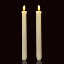 Homemory 2/3/6 Pack Flameless Taper Candles, No Remote, of 2, Ivory 2 