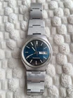 Vintage Timex Quartz Watch Blue Dial Day Date Stainless Steel Needs Polish Works