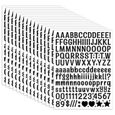 15 Sheet Small Letter Stickers - 1/2 Inch Art Black Vinyl 0.5 Inch,