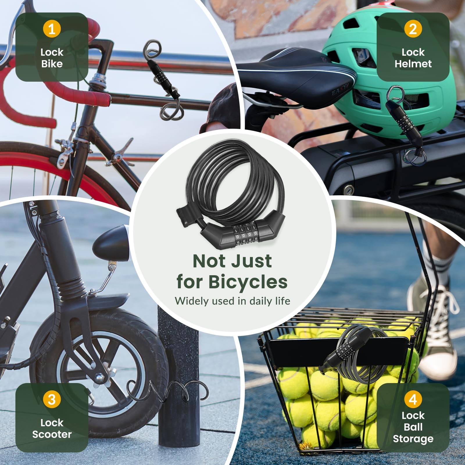 Titanker Bike Lock Cable, 4 Feet Bike Cable Lock Basic Self Coiling Kids Bike...